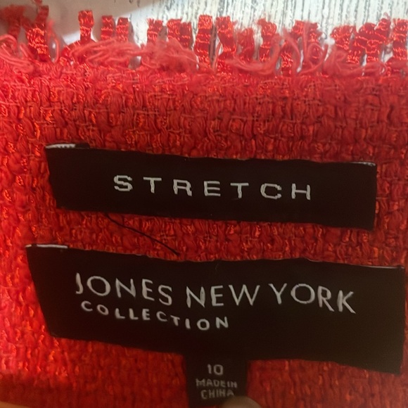 HH1 - beautiful red & gold jones New York blazer suit top jacket career sz 10 - Picture 4 of 6